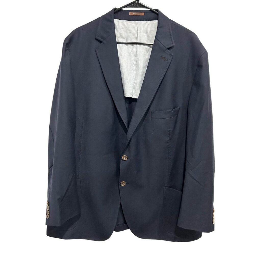 Peter Millar Mens Navy Wool Blazer Elbow Patches Button Closure Sz Large - Picture 1 of 9